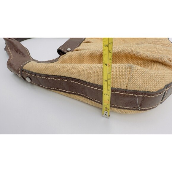 Fossil Hobo Tweed‎ Leather Bag Light Dark Brown Floral Lining silver buckle - Picture 16 of 16